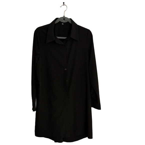 Dresses & Skirts - Black Long Button-Up Shirt (long), Size XL